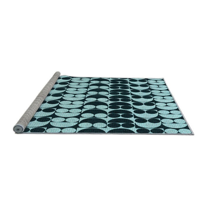 Sideview of Machine Washable Transitional Deep Teal Green Rug, wshpat2907lblu