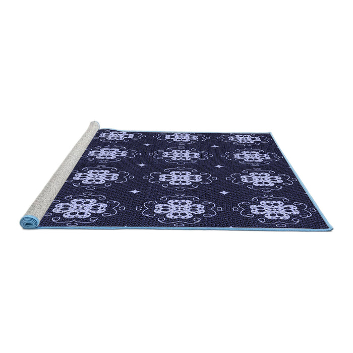 Sideview of Machine Washable Transitional Night Blue Rug, wshpat2911blu