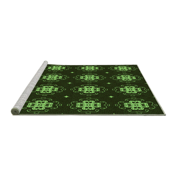 Sideview of Machine Washable Transitional Dark Lime Green Rug, wshpat2911grn