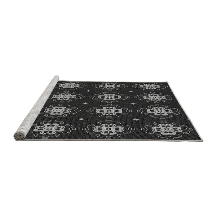 Sideview of Machine Washable Transitional Midnight Gray Rug, wshpat2911gry