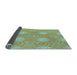 Thickness of Patterned Olive Green Rug, pat2912lblu