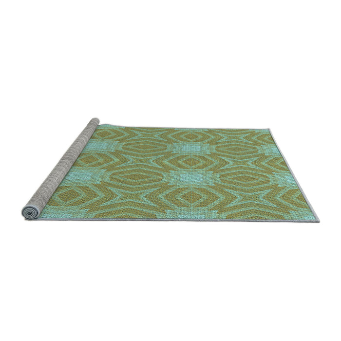 Sideview of Machine Washable Transitional Olive Green Rug, wshpat2912lblu