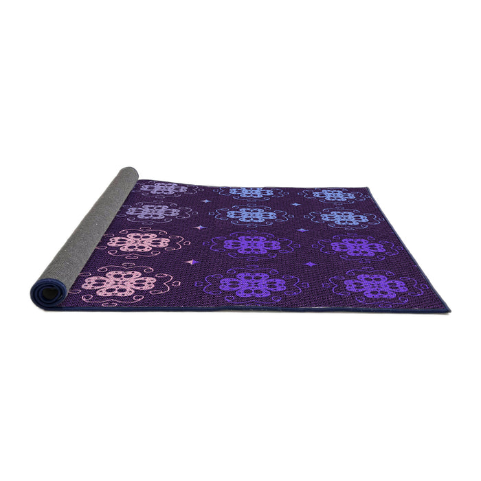 Thickness of Patterned Dark Purple Rug, pat2913pur
