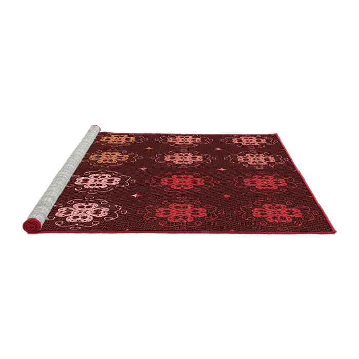 Sideview of Machine Washable Transitional Red Rug, wshpat2913rd