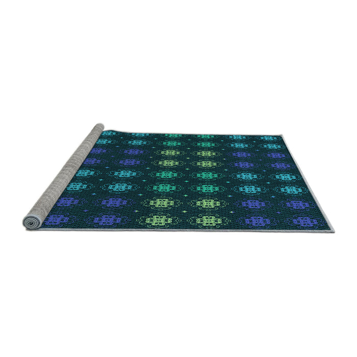 Sideview of Machine Washable Transitional Dark Cyan Green Rug, wshpat2914lblu