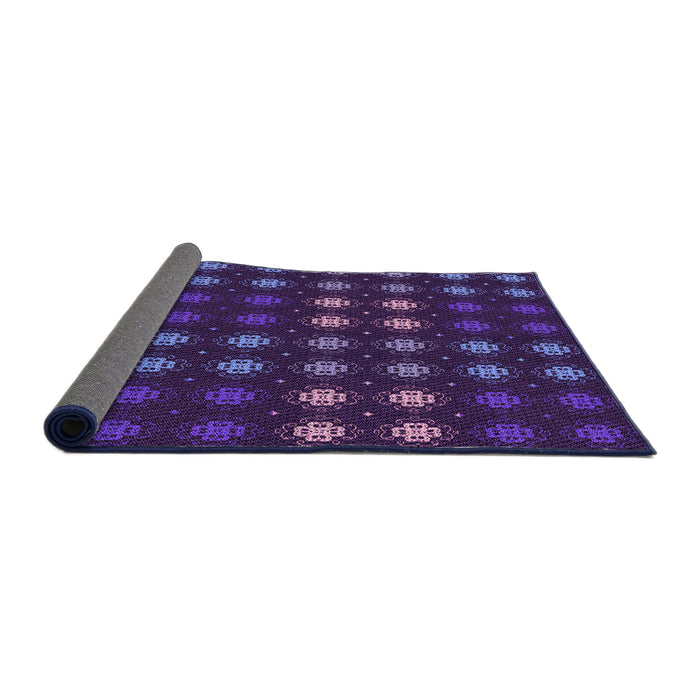 Thickness of Patterned Dark Purple Rug, pat2914pur