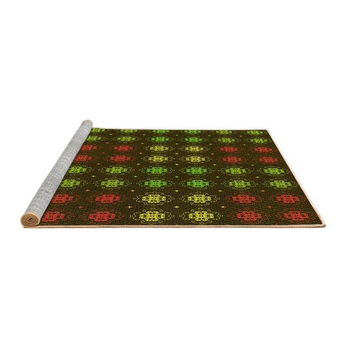 Sideview of Machine Washable Transitional Black Brown Rug, wshpat2914yw