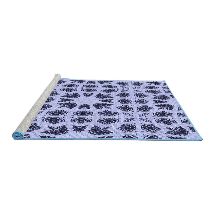Sideview of Machine Washable Transitional Blue Rug, wshpat2915blu