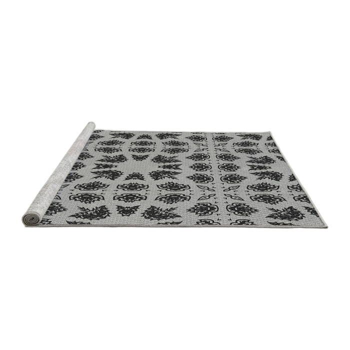 Sideview of Machine Washable Transitional Silver Gray Rug, wshpat2915gry
