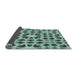 Thickness of Patterned Aquamarine Green Rug, pat2915lblu