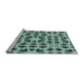 Sideview of Machine Washable Transitional Aquamarine Green Rug, wshpat2915lblu