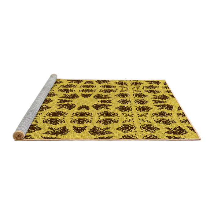 Sideview of Machine Washable Transitional Dark Bronze Brown Rug, wshpat2915yw