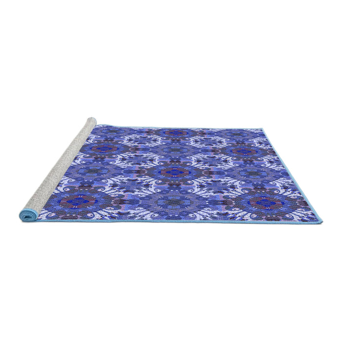 Sideview of Machine Washable Transitional Sky Blue Rug, wshpat2917blu