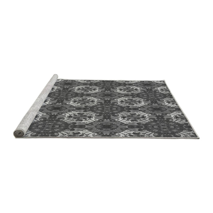 Sideview of Machine Washable Transitional Gunmetal Gray Rug, wshpat2917gry
