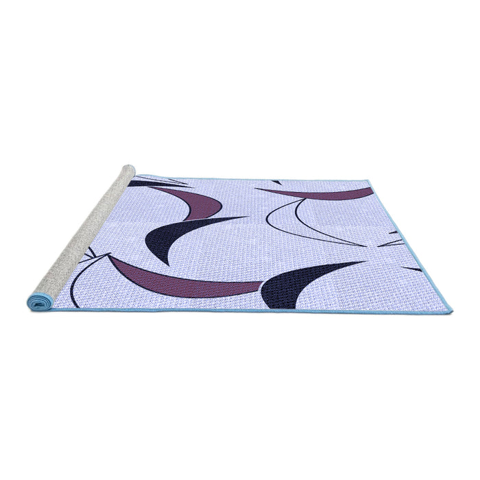 Sideview of Machine Washable Transitional Lavender Blue Rug, wshpat2918blu