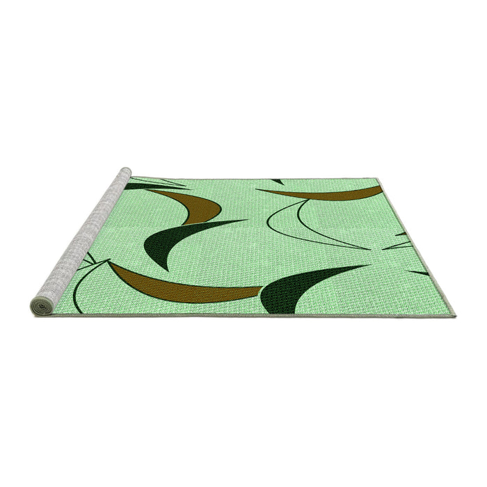 Sideview of Machine Washable Transitional Green Rug, wshpat2918grn