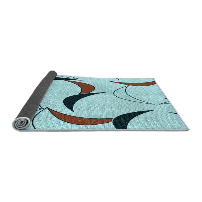 Thickness of Patterned Cadet Blue Green Rug, pat2918lblu