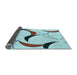 Thickness of Patterned Cadet Blue Green Rug, pat2918lblu