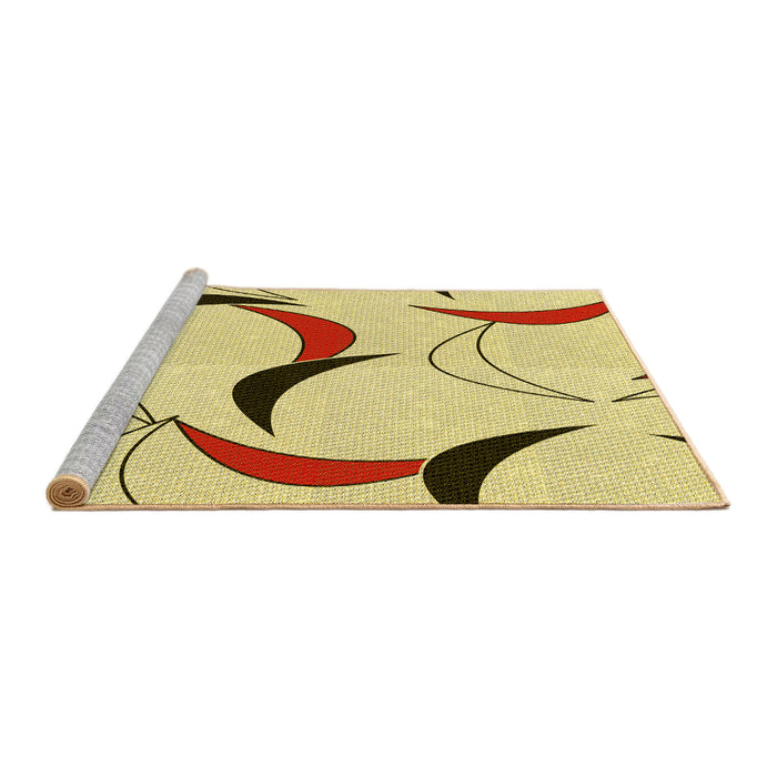 Sideview of Machine Washable Transitional Sun Yellow Rug, wshpat2918yw