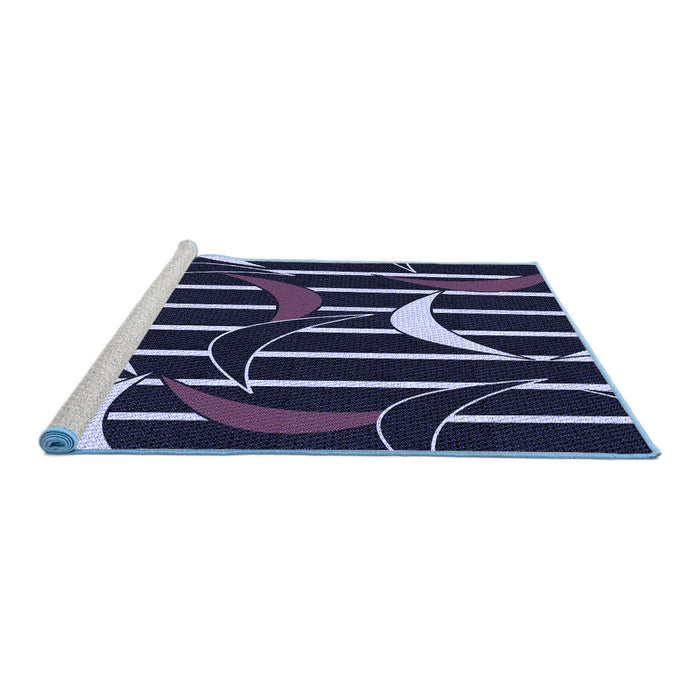Sideview of Machine Washable Transitional Periwinkle Purple Rug, wshpat2919blu