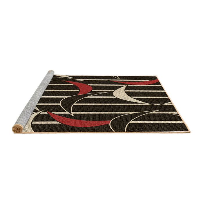 Sideview of Machine Washable Transitional Black Brown Rug, wshpat2919brn