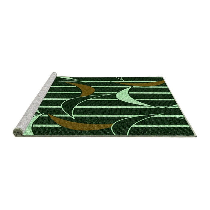 Sideview of Machine Washable Transitional Green Rug, wshpat2919grn