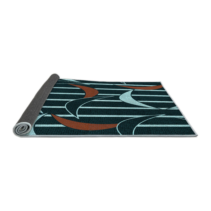 Thickness of Patterned Deep-Sea Green Rug, pat2919lblu