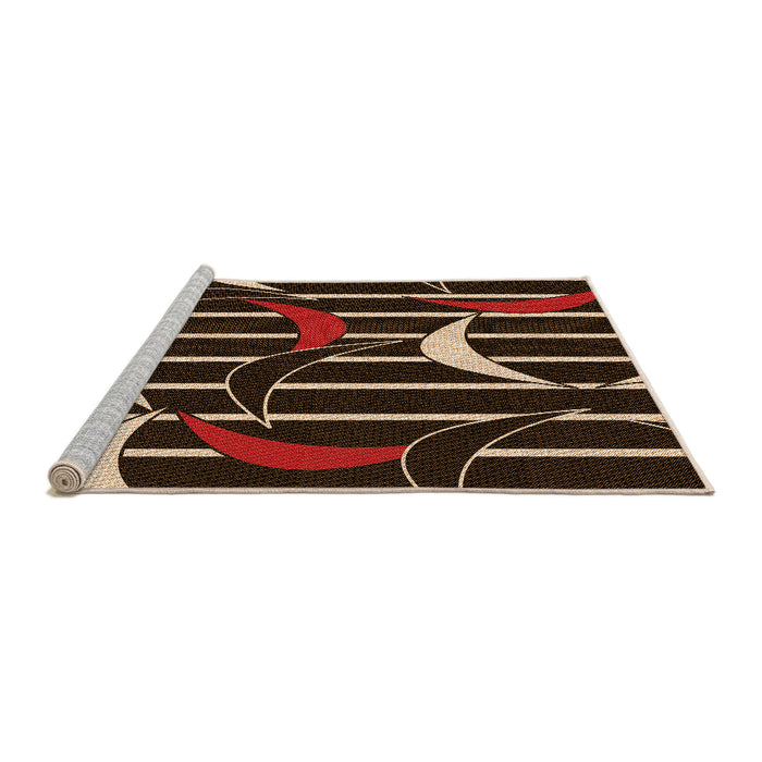 Sideview of Machine Washable Transitional Black Brown Rug, wshpat2919org