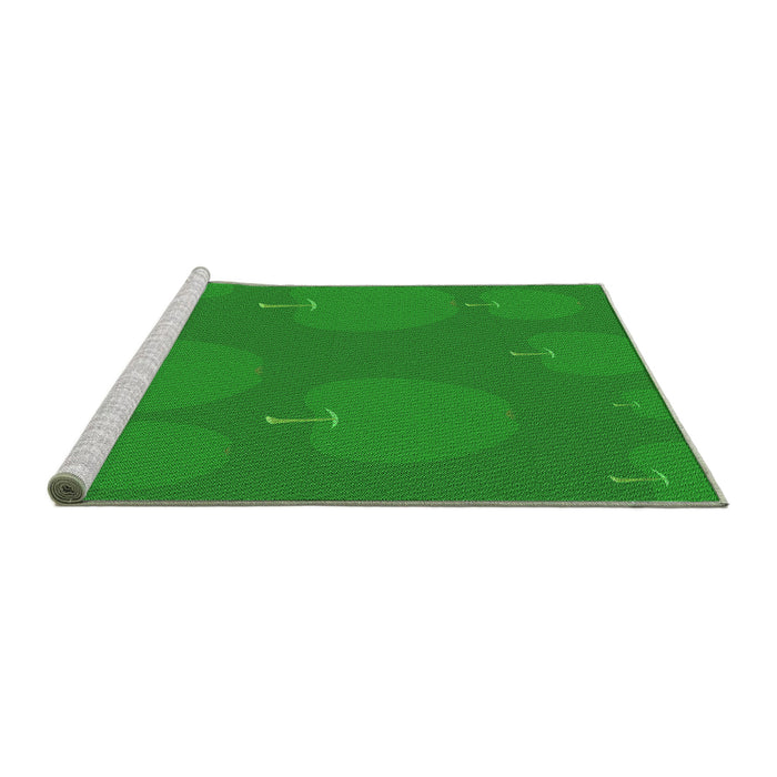 Sideview of Machine Washable Transitional Green Rug, wshpat2920grn