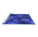 Sideview of Machine Washable Transitional Blue Rug, wshpat2921blu