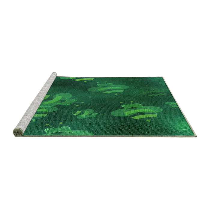 Sideview of Machine Washable Transitional Deep Teal Green Rug, wshpat2921grn
