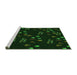 Sideview of Machine Washable Transitional Green Rug, wshpat2922grn