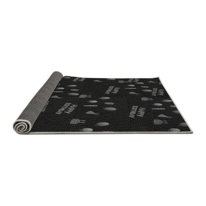 Thickness of Patterned Black Rug, pat2922gry
