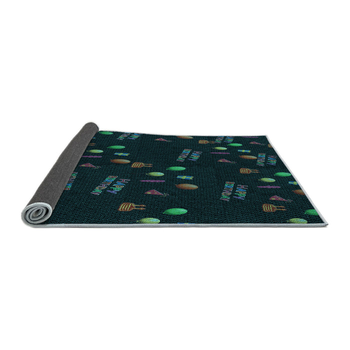 Thickness of Patterned Black Rug, pat2922lblu
