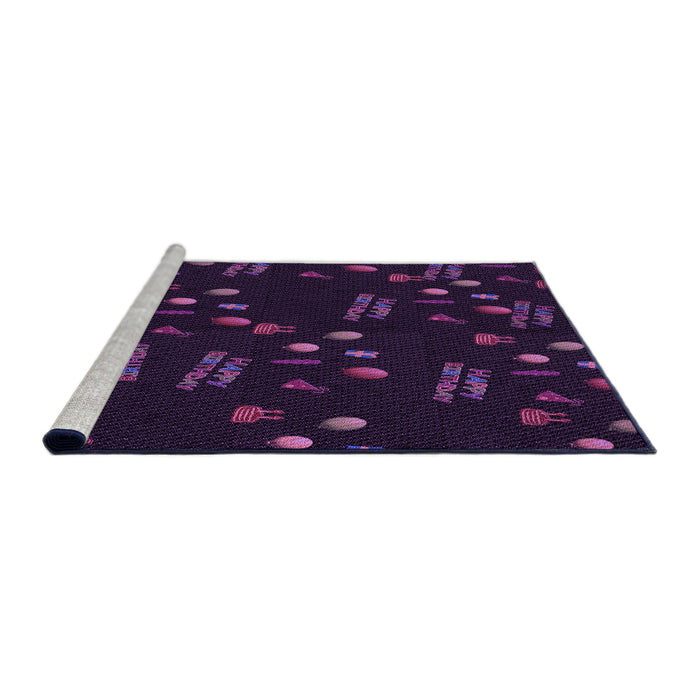 Sideview of Machine Washable Transitional Purple Rug, wshpat2922pur