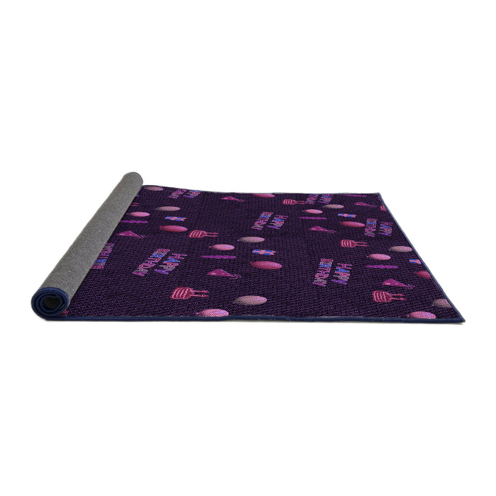 Thickness of Patterned Purple Rug, pat2922pur