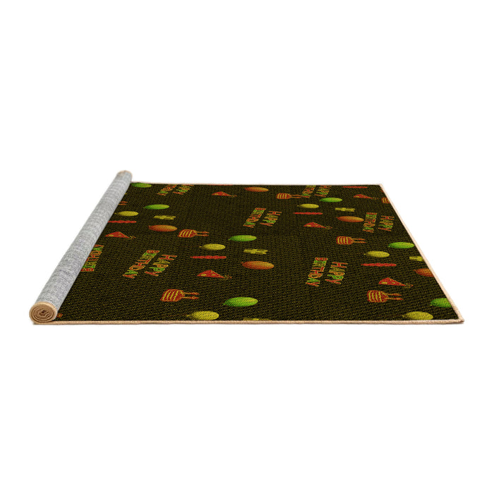 Sideview of Machine Washable Transitional Dark Bronze Brown Rug, wshpat2922yw