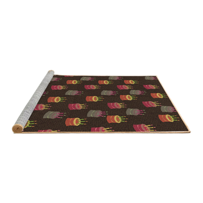 Sideview of Machine Washable Transitional Red Brown Rug, wshpat2923brn