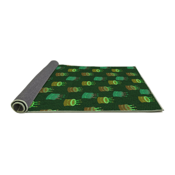 Thickness of Patterned Dark Forest Green Rug, pat2923grn