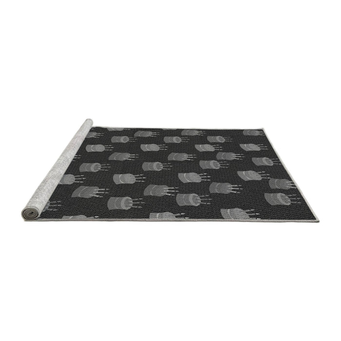 Sideview of Machine Washable Transitional Charcoal Black Rug, wshpat2923gry