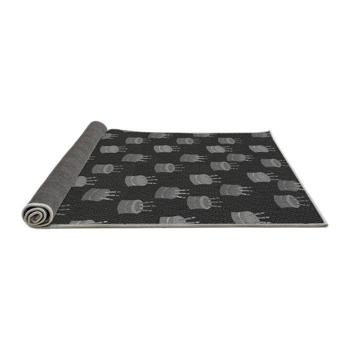 Thickness of Patterned Charcoal Black Rug, pat2923gry