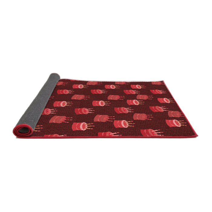 Thickness of Patterned Crimson Red Rug, pat2923rd