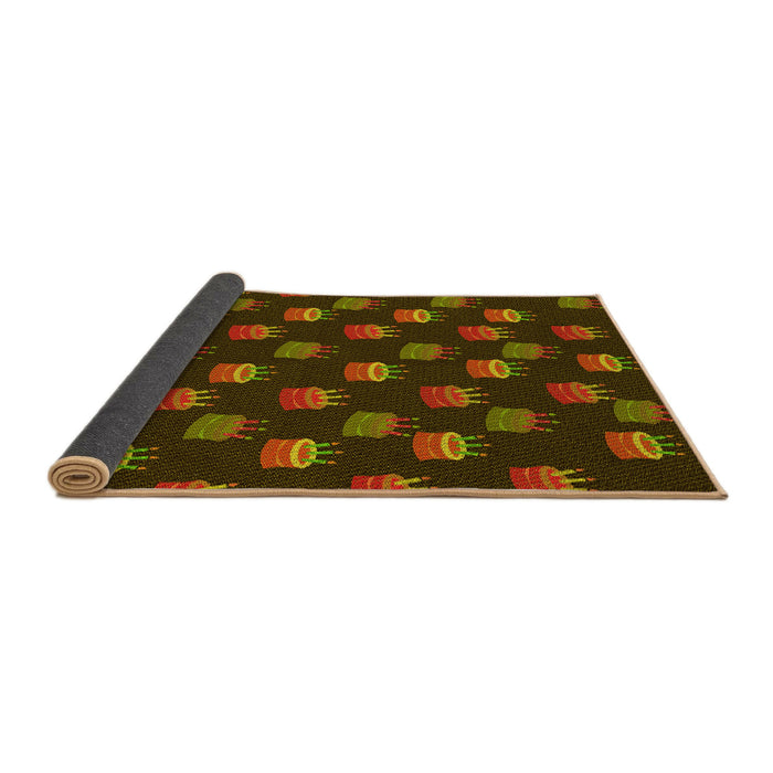 Thickness of Patterned Dark Yellow Green Rug, pat2923yw