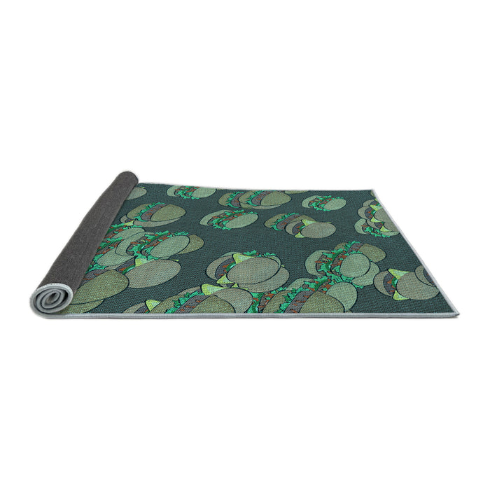 Thickness of Patterned Emerald Green Rug, pat2924lblu