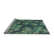 Sideview of Machine Washable Transitional Emerald Green Rug, wshpat2924lblu