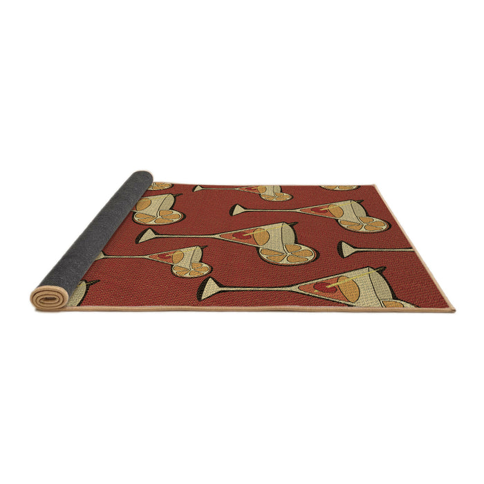 Thickness of Patterned Orange Rug, pat2925brn