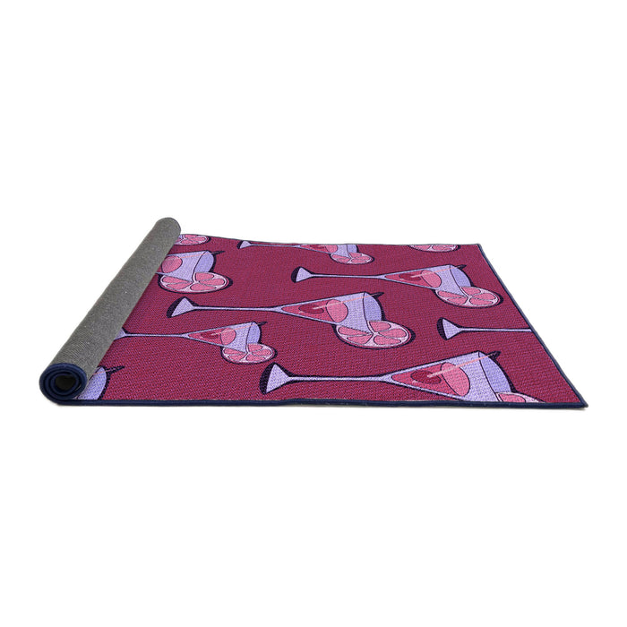 Thickness of Patterned Crimson Red Rug, pat2925pur