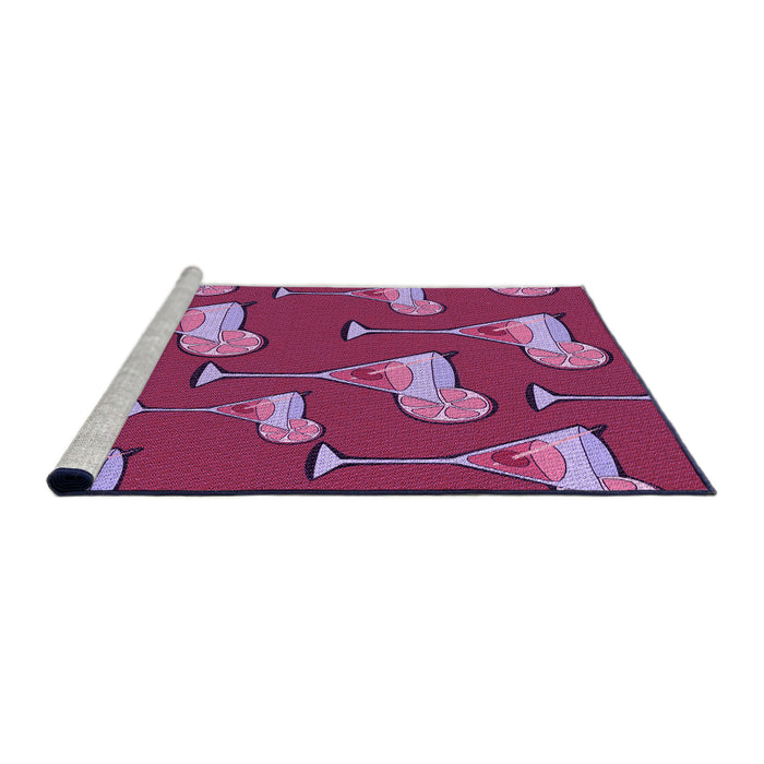 Sideview of Machine Washable Transitional Crimson Red Rug, wshpat2925pur