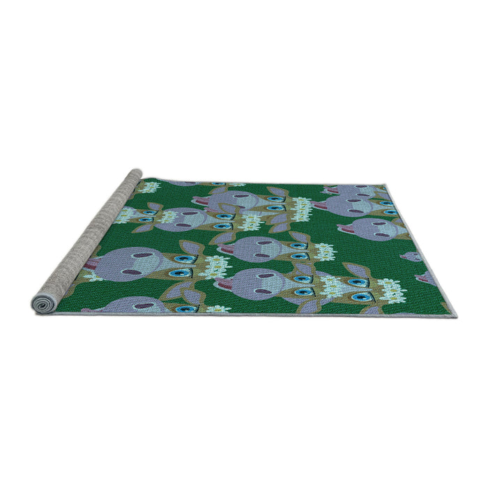 Sideview of Machine Washable Transitional Deep-Sea Green Rug, wshpat2926lblu