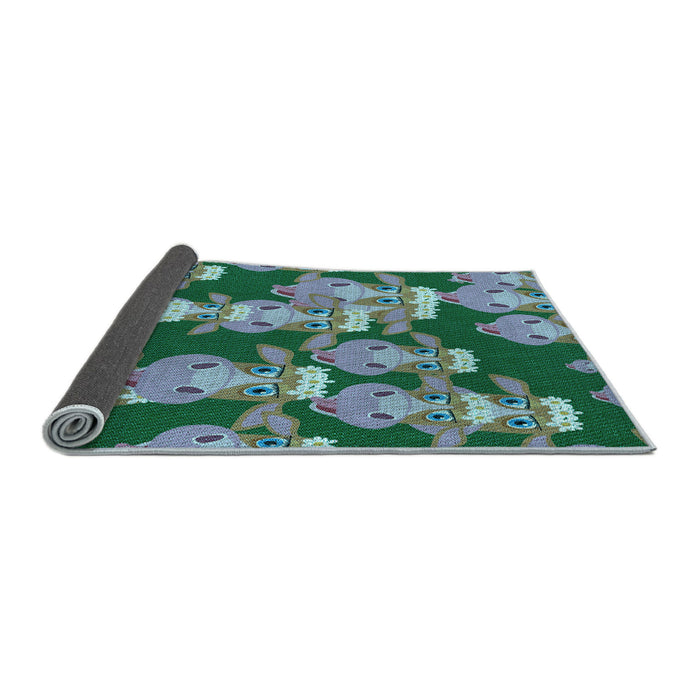 Thickness of Patterned Deep-Sea Green Rug, pat2926lblu